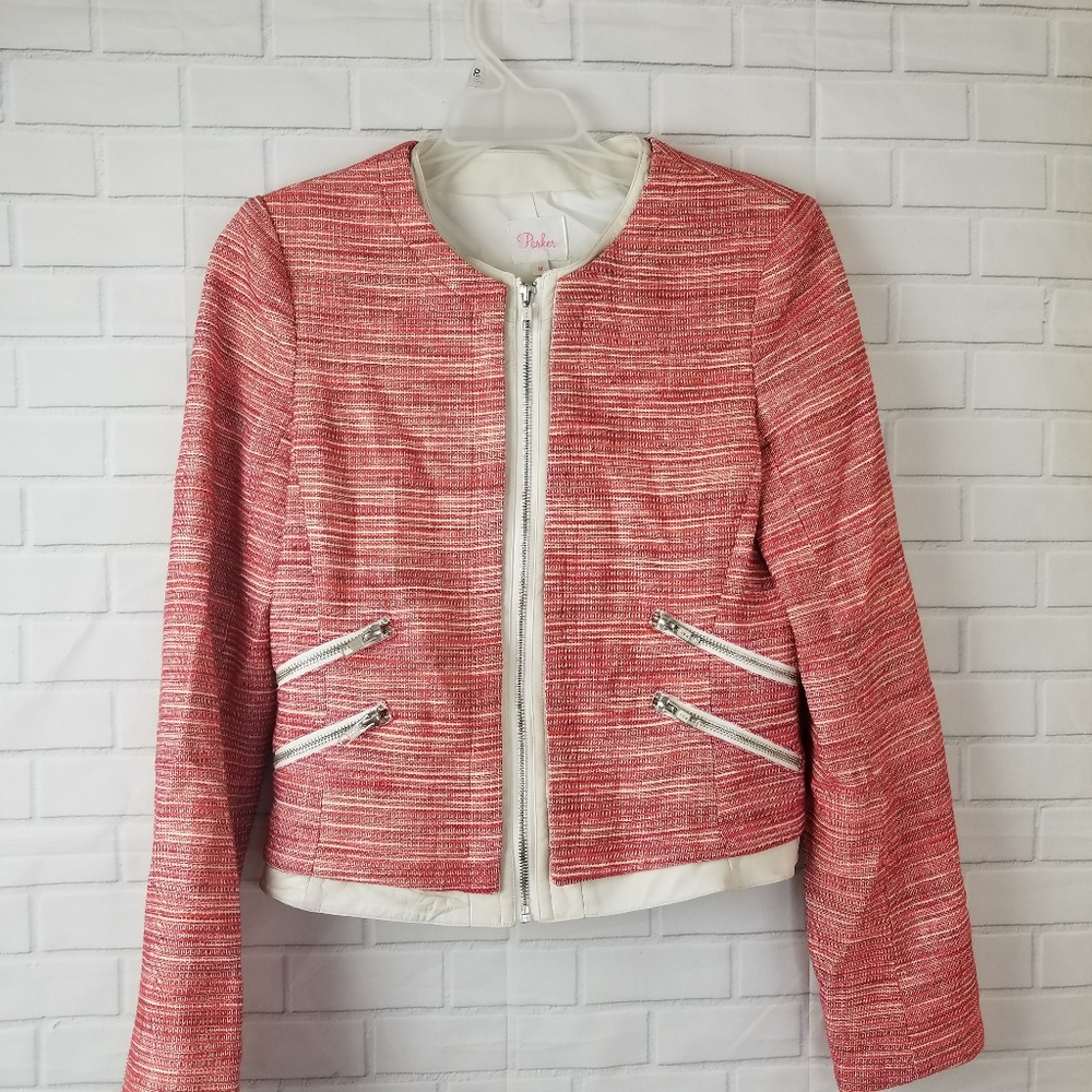 Parker jacket blazer zip up pink red Medium